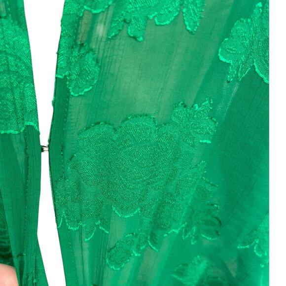 Asos Design Curve Plunge Tie front Mini Dress Floral Jacquard Green Size US 16 - Picture 5 of 15